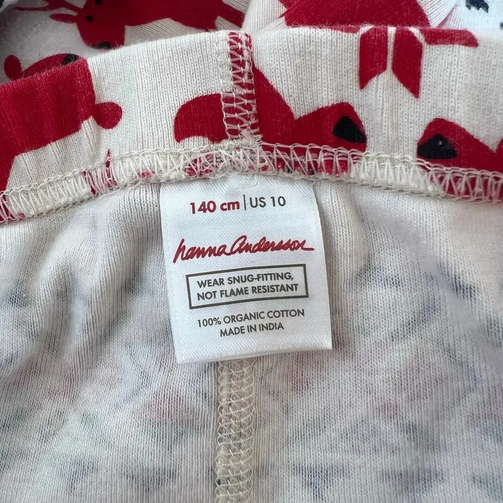 Hanna Andersson Kids Fair Isle Reindeer Pajama Set Size 10 Red White Cotton